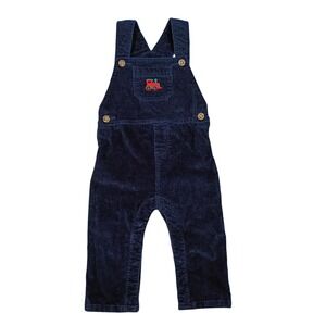 Crown‎ & Ivy Baby Corduroy Bib Overalls  Boys Size 9 Mos Navy Blue Train Preppy